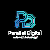 Parallel Digital logo featuring a stylized circuit design with white text below on black background